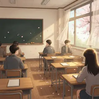 봄날 교실 창가의 학생들